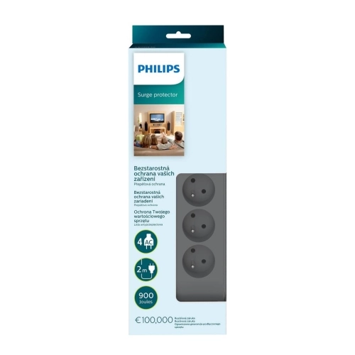 Přepěťová ochrana Philips SPN3140A/60 4 zásuvky 2m kabel 16A 4000W (obrázek 3)