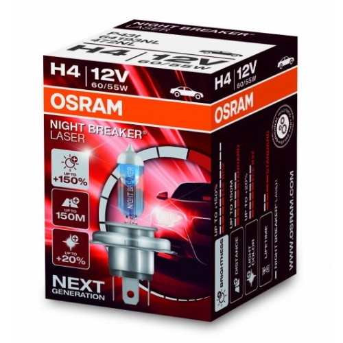 Levně Autožárovka OSRAM Night Breaker LASER H4 64193NL 60/55W P43t 12V