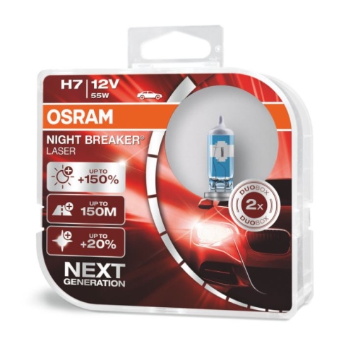 Levně Autožárovka OSRAM Night Breaker LASER H7 64210NL-HCB 55W 12V PX26D (2ks v balení) s homologací