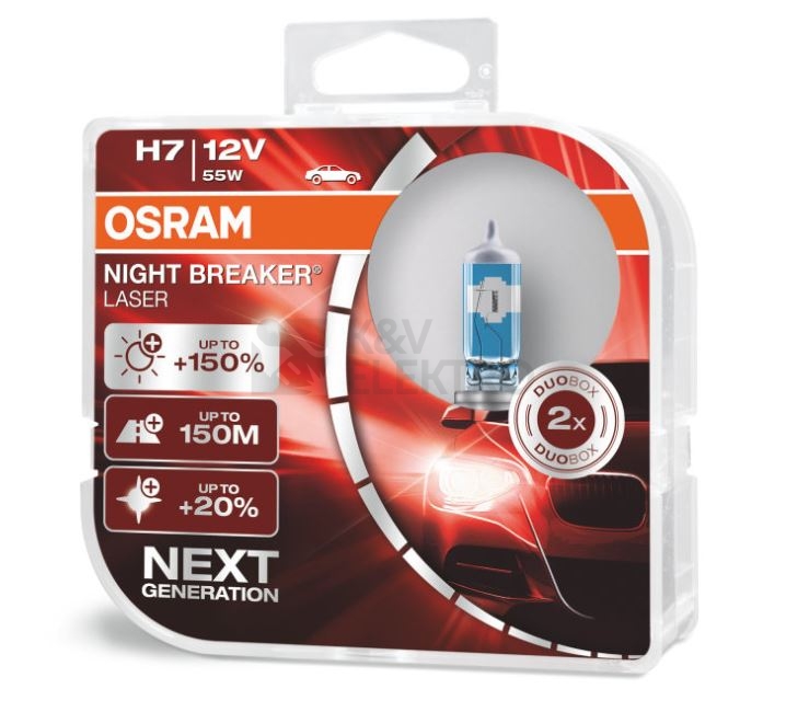 Obrázek produktu Autožárovka OSRAM Night Breaker LASER H7 64210NL-HCB 55W 12V PX26D (2ks v balení) s homologací 0