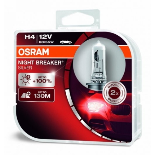 Levně Autožárovka OSRAM Night Breaker Silver H4 64193NBS-HCB 60/55W P43t 12V (v balení 2ks) s homologací