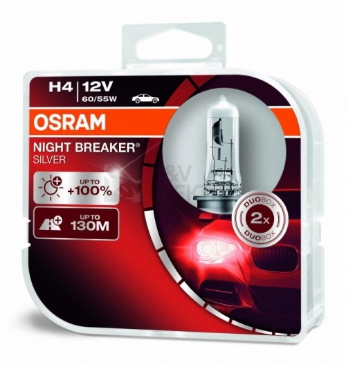 Obrázek produktu Autožárovka OSRAM Night Breaker Silver H4 64193NBS-HCB 60/55W P43t 12V (v balení 2ks) s homologací 0