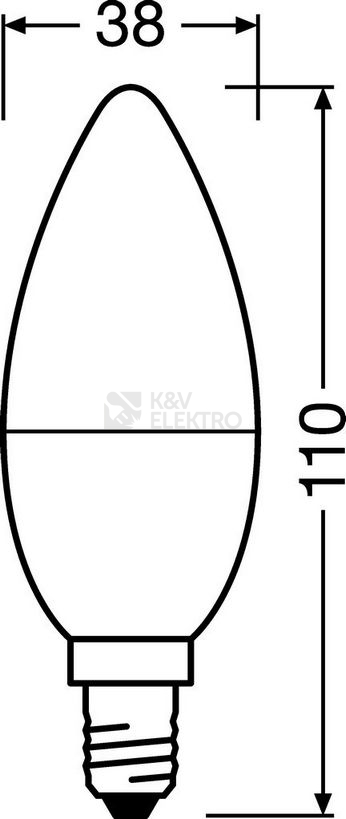 Obrázek produktu LED žárovka E14 OSRAM CL B FR 7W (60W) teplá bílá (2700K), svíčka 2