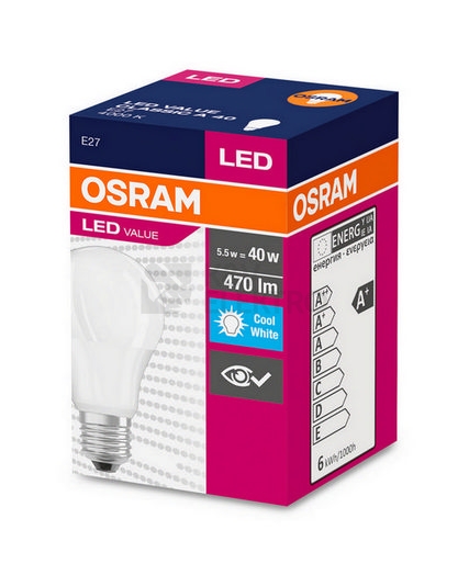 Obrázek produktu  LED žárovka E27 OSRAM VALUE CLASSIC FR 5W (40W) neutrální bílá (4000K) 3