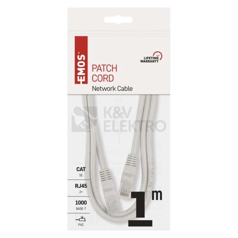 Obrázek produktu Síťový datový kabel EMOS S9122 CAT.5E UTP 1m (patchkabel) 3