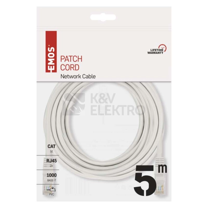 Obrázek produktu Síťový datový kabel EMOS S9125 CAT.5E UTP 5m (patchkabel) 3