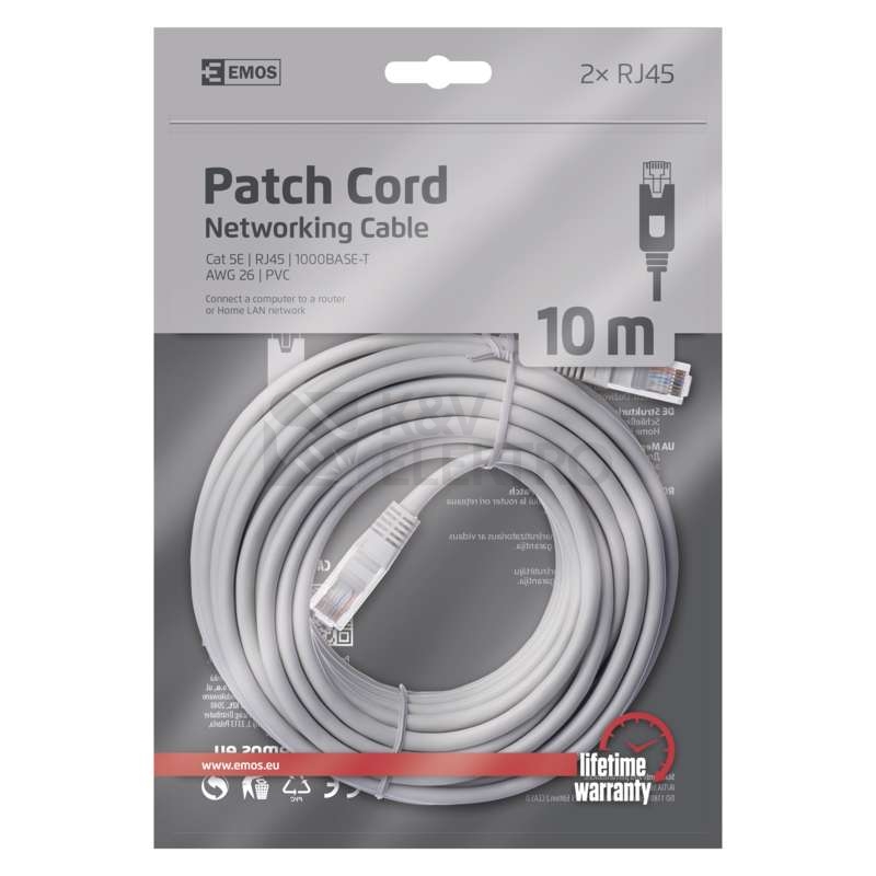 Obrázek produktu Síťový datový kabel EMOS S9126 CAT.5E UTP 10m (patchkabel) 1