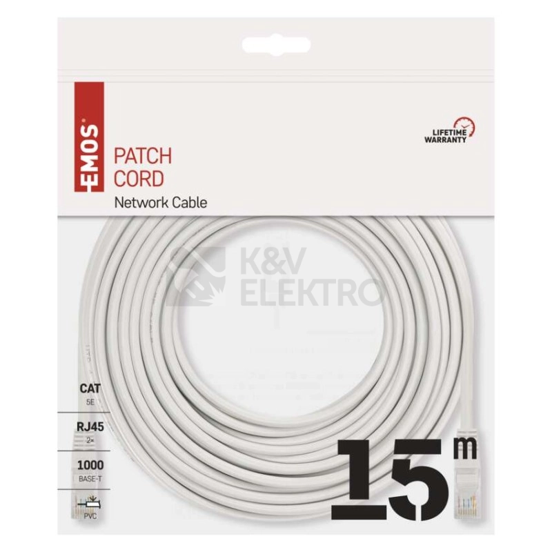 Obrázek produktu Síťový datový kabel EMOS S9127 CAT.5E UTP 15m (patchkabel) 3