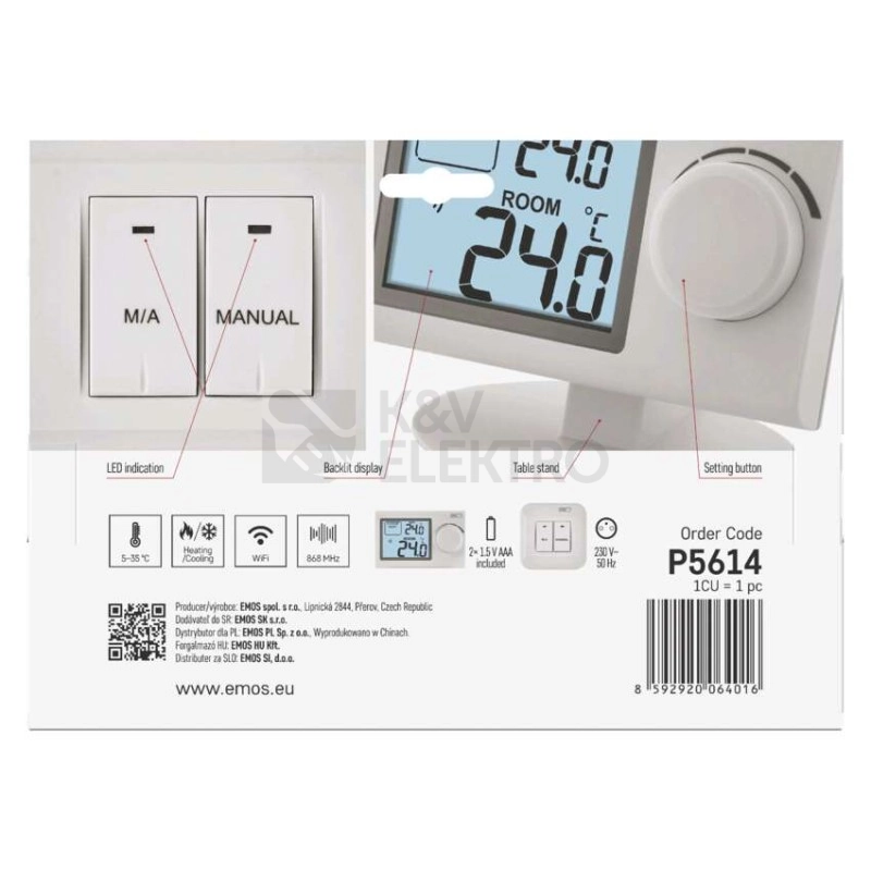 Obrázek produktu Pokojový bezdrátový termostat EMOS P5614 5