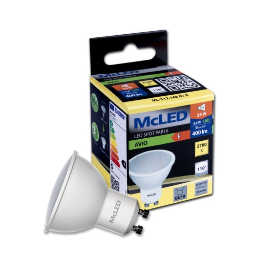 LED žárovka GU10 McLED 4,6W (35W) teplá bílá (2700K), reflektor 100° ML-312.148.87.0