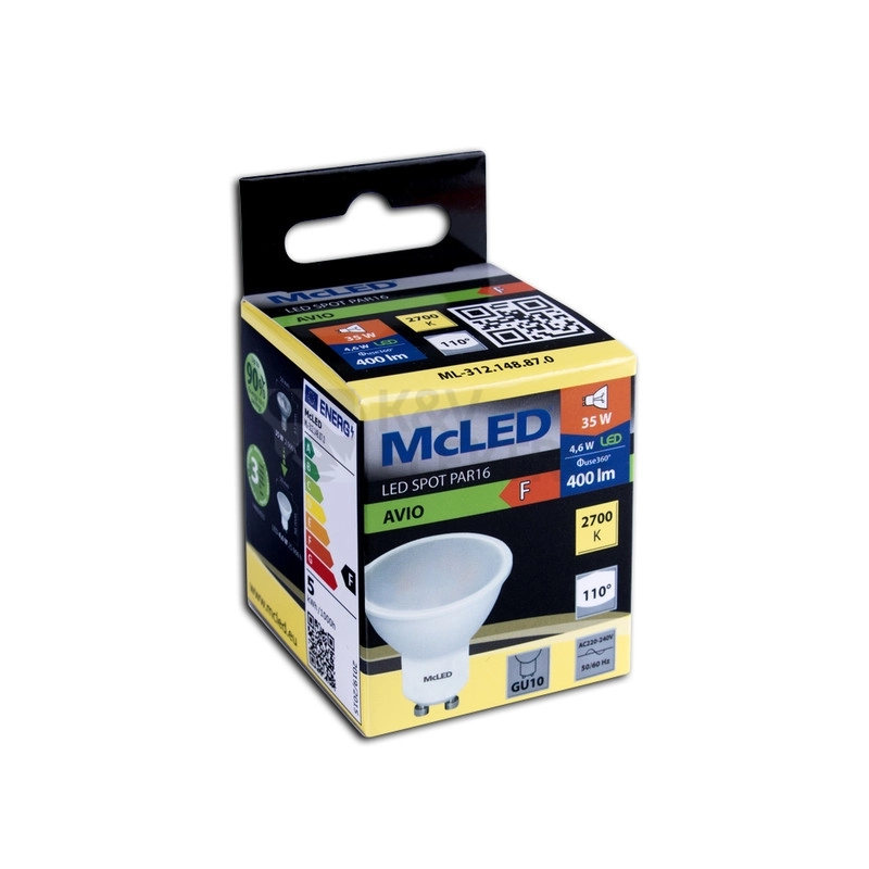 Obrázek produktu LED žárovka GU10 McLED 4,6W (35W) teplá bílá (2700K), reflektor 100° ML-312.148.87.0 2