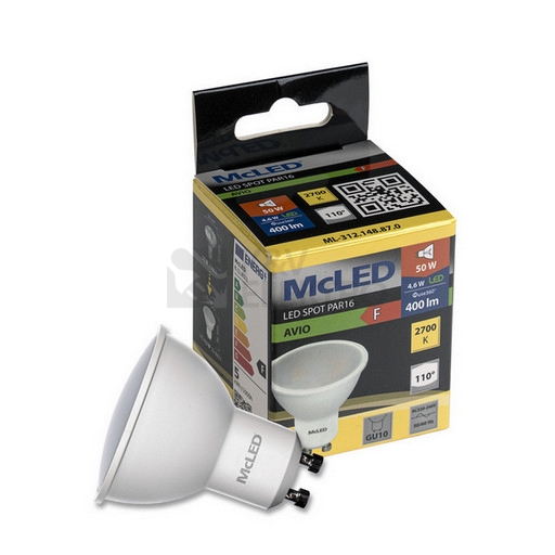 Obrázek produktu  LED žárovka GU10 McLED 4,6W (35W) teplá bílá (2700K), reflektor 100° ML-312.148.87.0 3