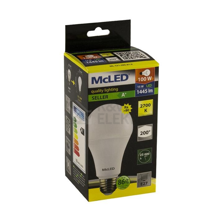 Obrázek produktu LED žárovka E27 McLED 15W (100W) teplá bílá (2700K) ML-321.086.87.0 0