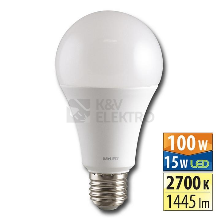 Obrázek produktu LED žárovka E27 McLED 15W (100W) teplá bílá (2700K) ML-321.086.87.0 1