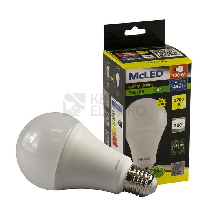 Obrázek produktu LED žárovka E27 McLED 15W (100W) teplá bílá (2700K) ML-321.086.87.0 5