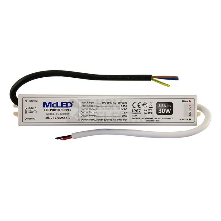 Obrázek produktu LED napájecí zdroj McLED 12VDC 2,5A 30W ML-732.059.45.0 2