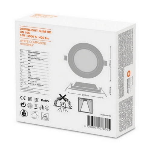 LED podhledové svítidlo LEDVANCE Slim Round 105mm 6W/4000K neutrální bílá (obrázek 8)