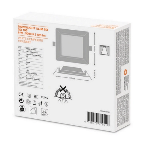 LED podhledové svítidlo LEDVANCE Slim Square 105mm 6W/3000K teplá bílá (obrázek 9)