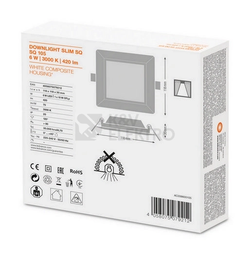 Obrázek produktu LED podhledové svítidlo LEDVANCE Slim Square 105mm 6W/3000K teplá bílá 8