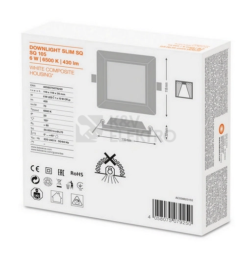 Obrázek produktu LED podhledové svítidlo LEDVANCE Slim Square 105mm 6W/6500K studená bílá 1