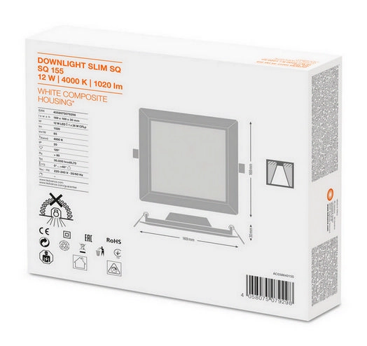 LED podhledové svítidlo LEDVANCE Slim Square 155mm 12W/4000K neutrální bílá (obrázek 5)