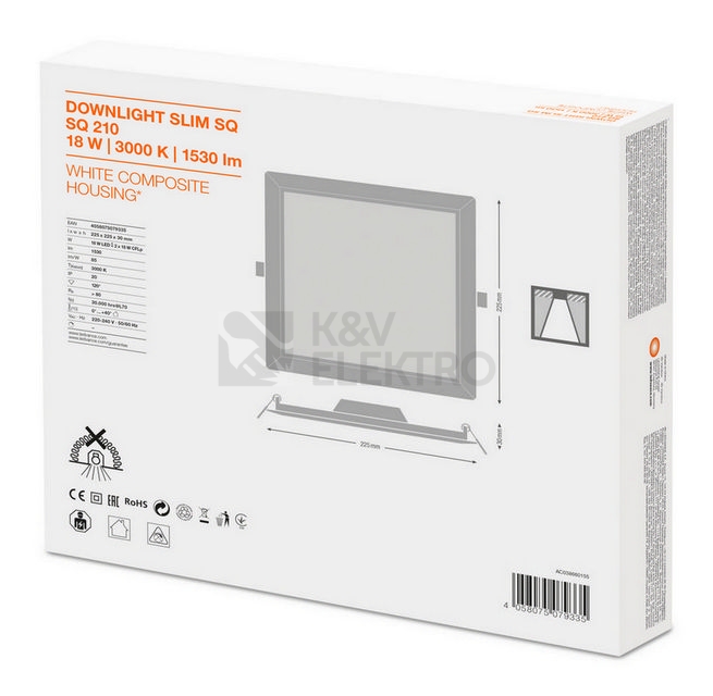Obrázek produktu LED podhledové svítidlo LEDVANCE Slim Square 210mm 18W/3000K teplá bílá 4