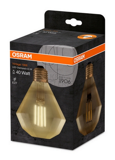 Obrázek produktu LED žárovka Vintage 1906 E27 Osram 4,5W (40W) teplá bílá (2500K) Retro Filament Gold Diamond 1