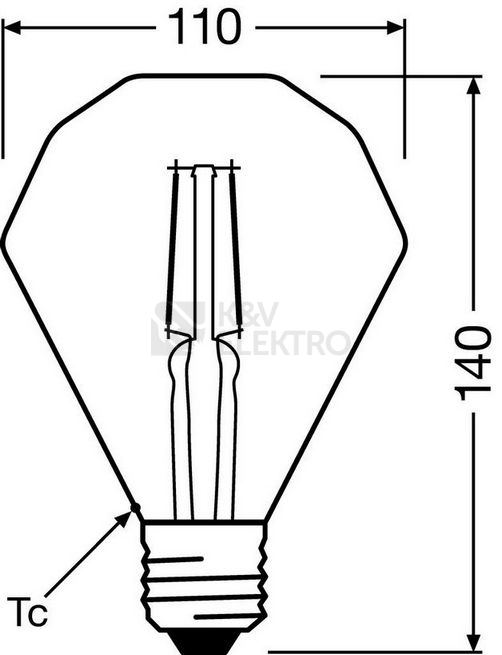Obrázek produktu LED žárovka Vintage 1906 E27 Osram 4,5W (40W) teplá bílá (2500K) Retro Filament Gold Diamond 2