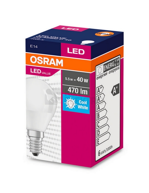 Obrázek produktu LED žárovka E14 OSRAM CL P FR 5,7W (40W) neutrální bílá (4000K) 1