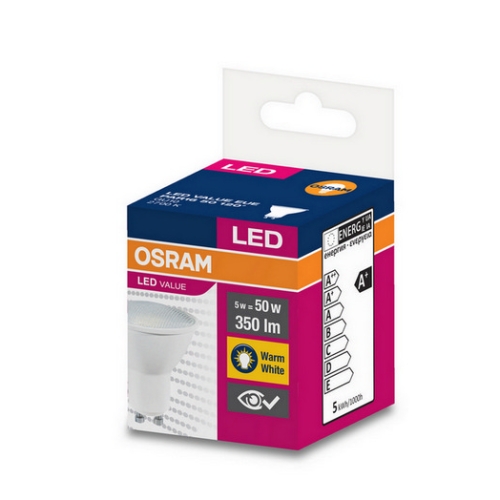 LED žárovka GU10 PAR16 OSRAM VALUE 4,5W (35W) teplá bílá (2700K) reflektor 120°