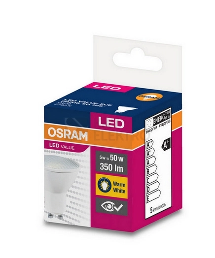Obrázek produktu LED žárovka GU10 PAR16 OSRAM VALUE 4,5W (35W) teplá bílá (2700K) reflektor 120° 1