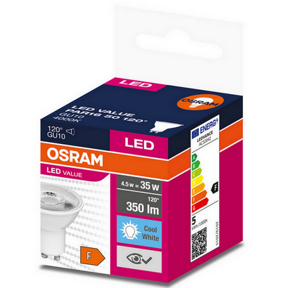 LED žárovka GU10 PAR16 OSRAM VALUE 4,5W (35W) neutrální bílá (4000K) reflektor 120°