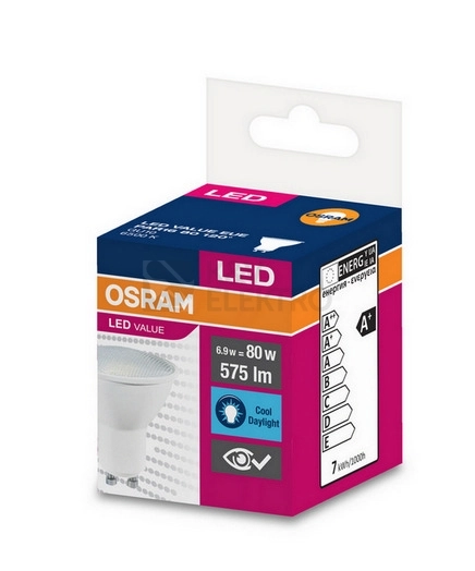 Obrázek produktu LED žárovka GU10 PAR16 OSRAM VALUE 6,9W (50W) studená bílá (6500K), reflektor 120° 1