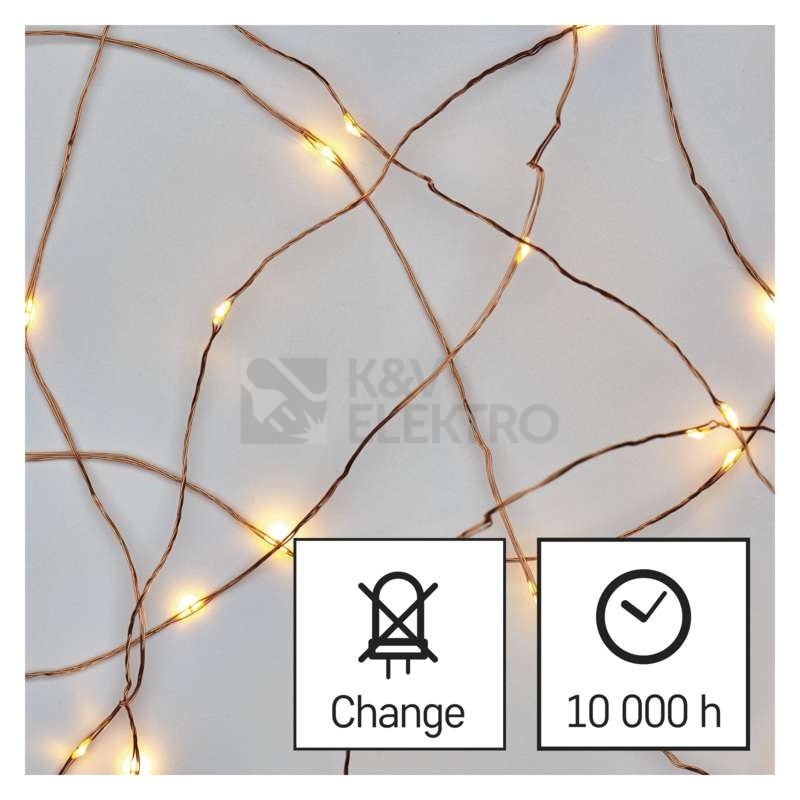 Obrázek produktu  Vánoční osvětlení EMOS D3AW02 100LED nano řetěz teplá bílá 10m teplá bílá s časovačem 10