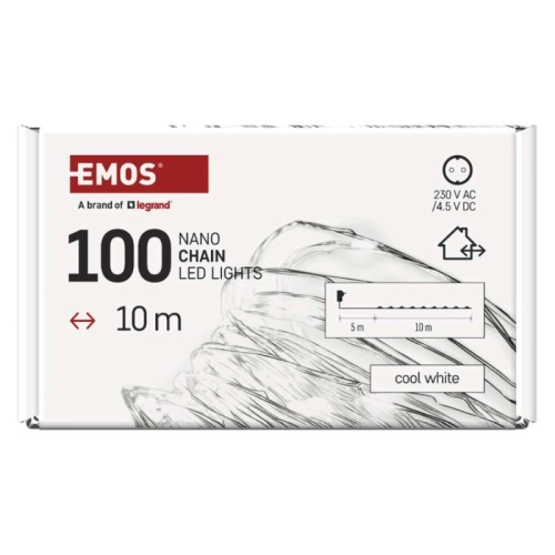 Vánoční osvětlení EMOS D3AC01 ZY1427T 100LED nano řetěz stříbrný 10m studená bílá s časovačem (obrázek 5)