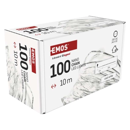 Vánoční osvětlení EMOS D3AC01 ZY1427T 100LED nano řetěz stříbrný 10m studená bílá s časovačem (obrázek 7)