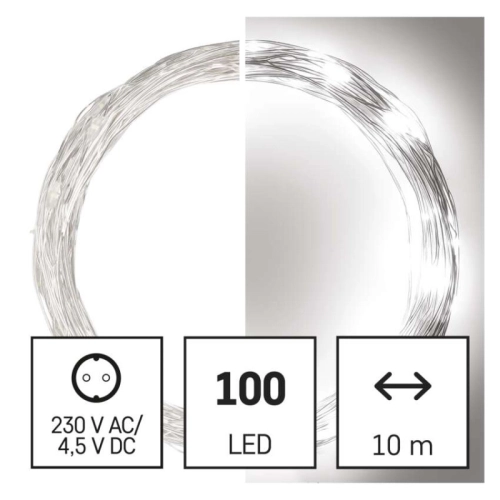Vánoční osvětlení EMOS D3AC01 ZY1427T 100LED nano řetěz stříbrný 10m studená bílá s časovačem (obrázek 10)