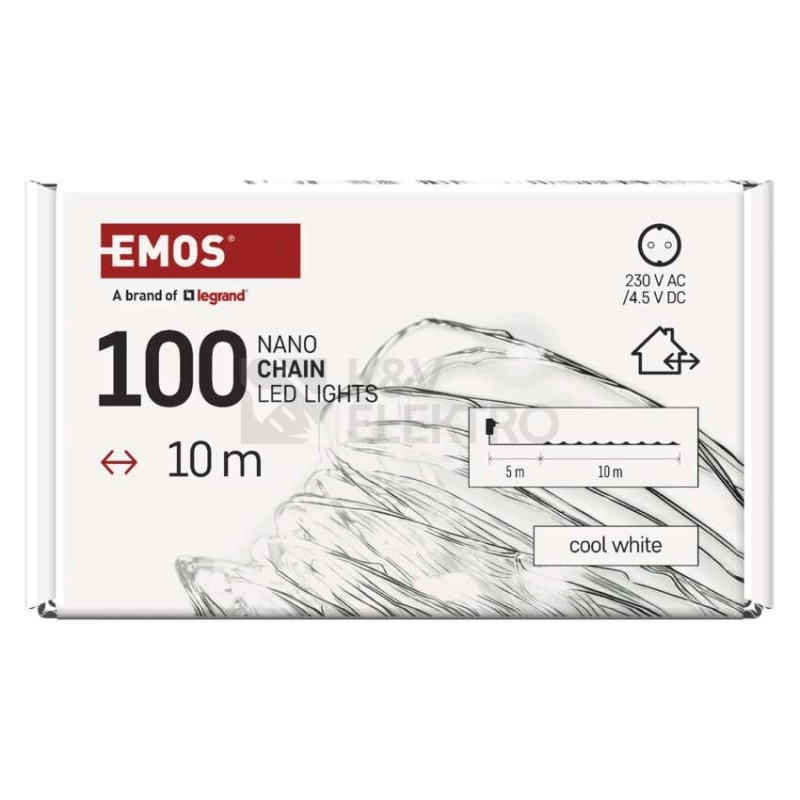 Obrázek produktu Vánoční osvětlení EMOS D3AC01 ZY1427T 100LED nano řetěz stříbrný 10m studená bílá s časovačem 3