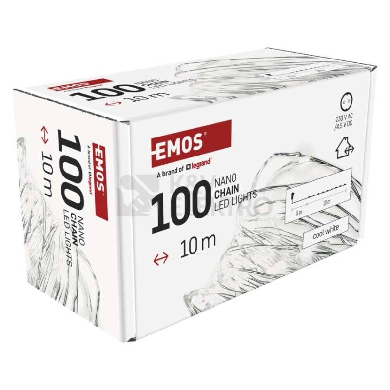 Obrázek produktu Vánoční osvětlení EMOS D3AC01 ZY1427T 100LED nano řetěz stříbrný 10m studená bílá s časovačem 5