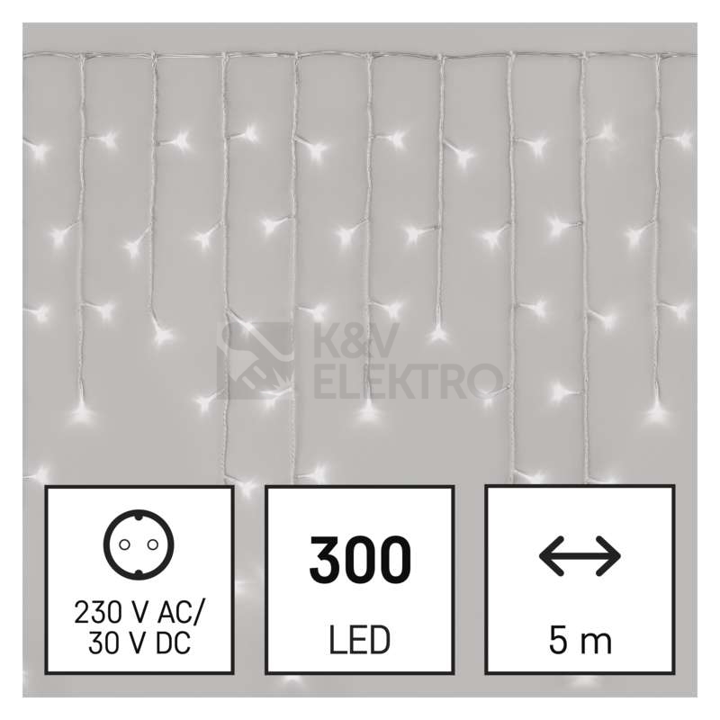 Obrázek produktu Vánoční osvětlení EMOS D4CC02 ZY1905 LED řetěz krápníky 5m studená bílá ovladač programy 1