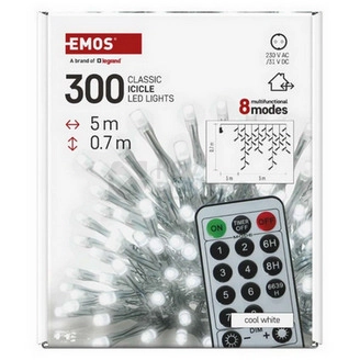 Obrázek produktu Vánoční osvětlení EMOS D4CC02 ZY1905 LED řetěz krápníky 5m studená bílá ovladač programy 4