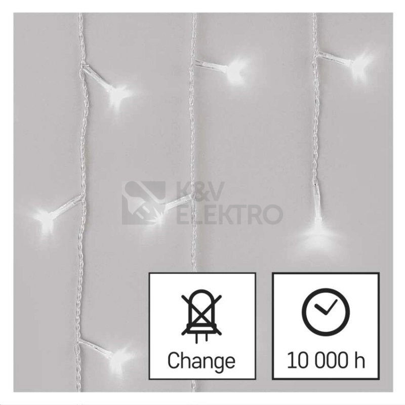 Obrázek produktu Vánoční osvětlení EMOS D4CC02 ZY1905 LED řetěz krápníky 5m studená bílá ovladač programy 8