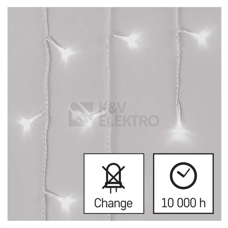 Obrázek produktu Vánoční osvětlení EMOS D4CC02 ZY1905 LED řetěz krápníky 5m studená bílá ovladač programy 7