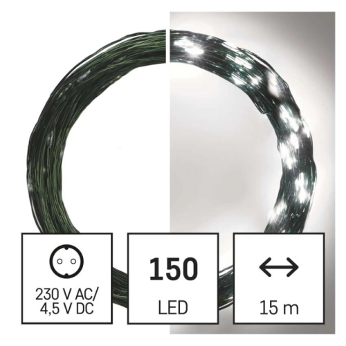 Vánoční osvětlení EMOS D3AC05 ZY1914T 150LED nano řetěz zelený 15m studená bílá s časovačem (obrázek 10)