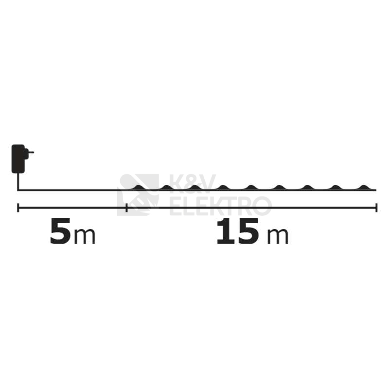 Obrázek produktu Vánoční osvětlení EMOS D3AC05 ZY1914T 150LED nano řetěz zelený 15m studená bílá s časovačem 2