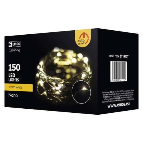 Vánoční osvětlení EMOS D3AW05 ZY1917T 150LED nano řetěz zelený 15m teplá bílá s časovačem (obrázek 11)