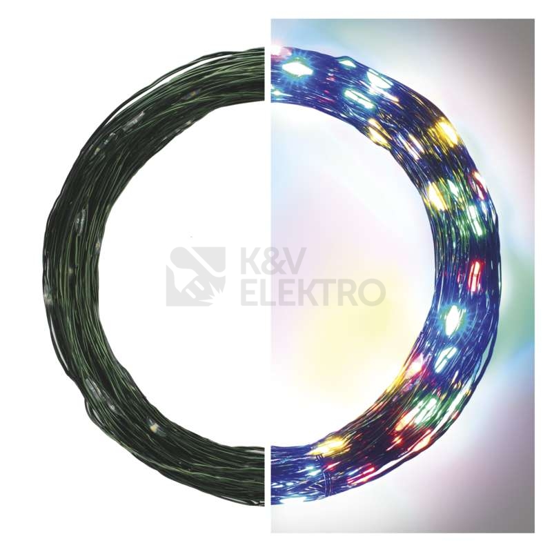 Obrázek produktu Vánoční osvětlení EMOS D3AM03 ZY1920T 150LED nano řetěz zelený 15m multicolor s časovačem 11