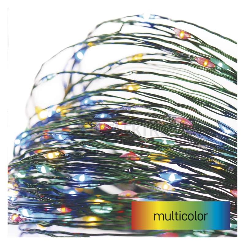 Obrázek produktu Vánoční osvětlení EMOS D3AM03 ZY1920T 150LED nano řetěz zelený 15m multicolor s časovačem 13