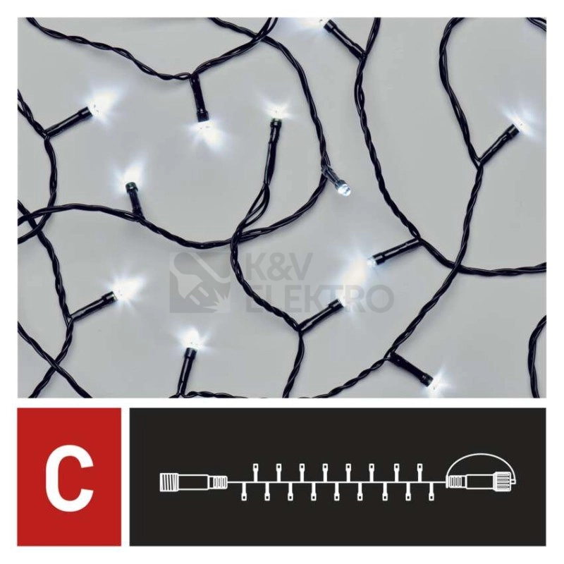 Obrázek produktu Propojovací vánoční řetěz bez zdroje EMOS Connecting D1AC02 ZY1924 50LED 5m studená bílá 6