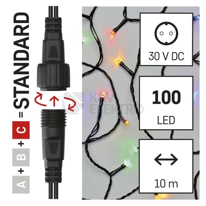 Obrázek produktu Propojovací vánoční řetěz bez zdroje EMOS Connecting D1AM03 ZY1926 100LED 10m multicolor 4